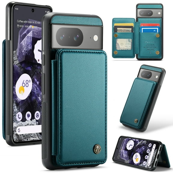 Feishell for Google Pixel 8a Case with Card Holder, Wallet Case for Women Men with RFID Blocking, Durable PU Leather Kickstand Magnetic Clasp Shockproof Phone Case,Blue