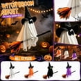 thumbnail image 5 of 2026 New 28" Hanging Flying Ghost on Witch Broom, Halloween Outdoor Decorations for Porch, Patio, Lawn & Yard, Spooky Haunted House Prop (Grey), 5 of 12