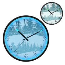 Voice Activated Clock with Glow Light 12 Inch Large Silent Wall Clock Battery Operated for Home Decor Winter Forest with Snowflakes and Pine