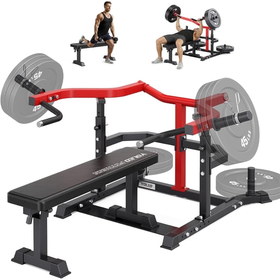 Chest Press Machine, 1100LBS Bench Press Machine with Separate Press Station & Adjustable Weight Bench, Independent Converging Arms