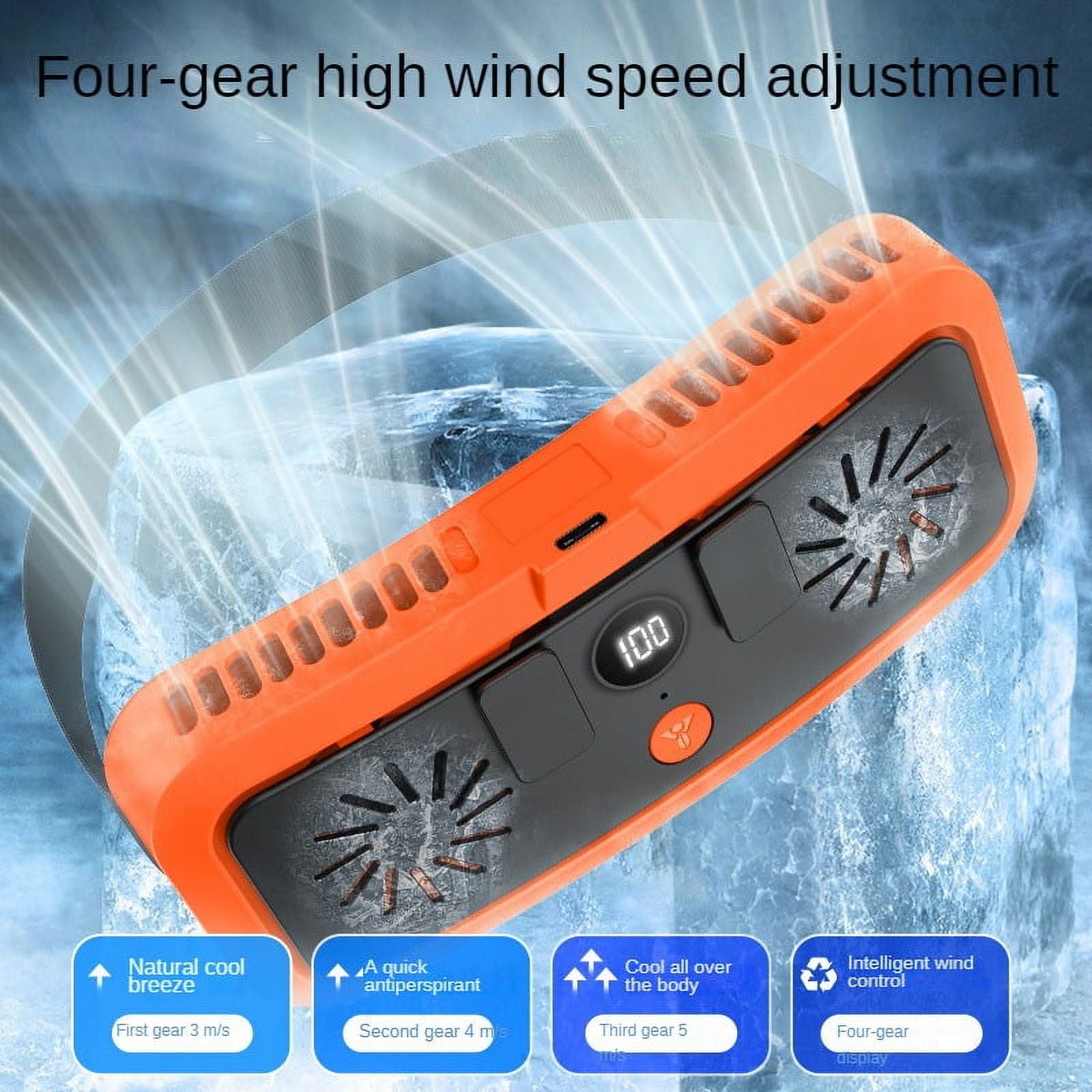 MUSICOZY Portable Cooling Waist Fan,Dual Head MIni Wearable Belt Clip on Fan,5200mAh Rechargeable 3 Speeds 6000RPM Strong Airflow Fans,Personal Travel Body Shirt Fans for Outdoor Work Camping Fishing