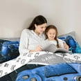 thumbnail image 5 of Feelyou Video Gamer Boy Full Size Comforter Sets, Blue Gamepad Modern Gaming Bedding Comforter Set, Honeycomb Abstract Reversible Bedding Sets, Lightweight Room Decor, 3pcs, 5 of 8