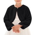 thumbnail image 2 of Fewfanhot Fuzzy Faux Fur Long Sleeve Bolero Shrug, Single Button Cropped Dress Cover Up Jacket for Girls Gifts, 2 of 5