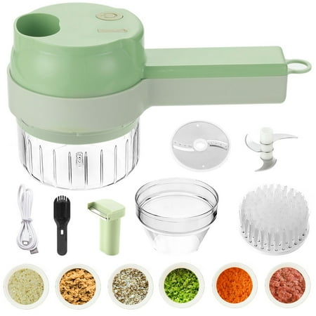 

Gotydi 4 in 1 Electric Vegetable Cutter Set Handheld Garlic Slicer Portable Rechargeable Vegetables Mincer for Garlic Pepper Onion Celery Ginger Meat