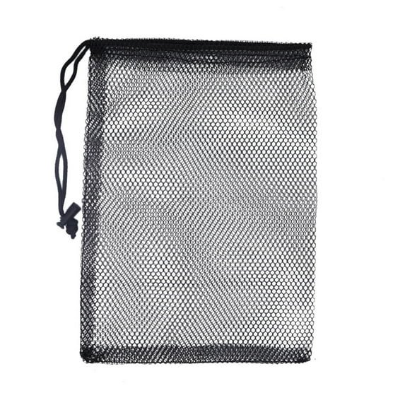 Nvzi Bolsa de malla para almacenamiento, negra, de gran capacidad, con cordón grueso y cierre de hebilla, ideal para almacenamiento y viajes. Medidas: 7,87 x 9,84 pulgadas. 1 unidad.