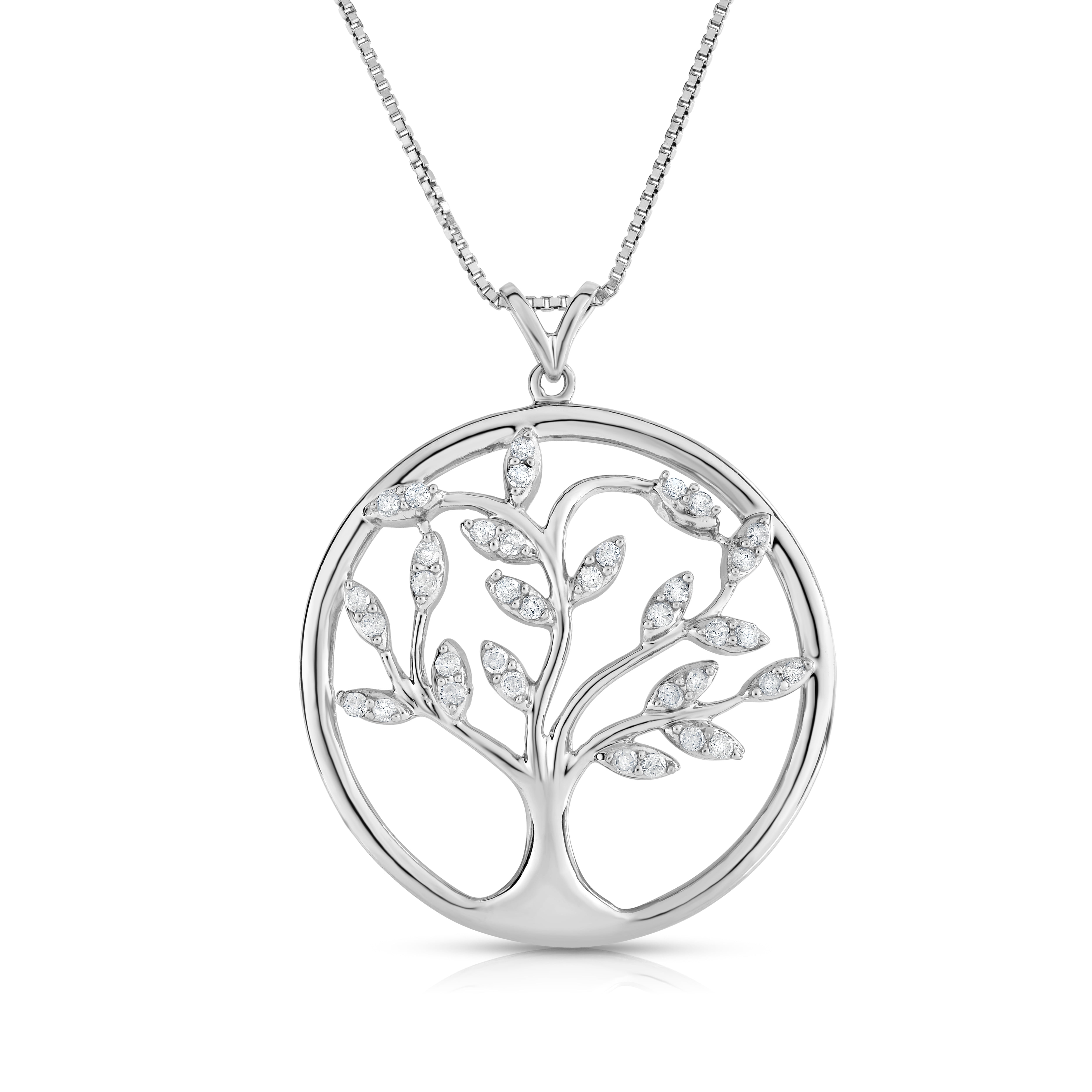 Natalia Drake 1/4 Cttw Diamond Tree Necklace in Rhodium Plated Sterling  Silver (Color HI / Clarity I2)