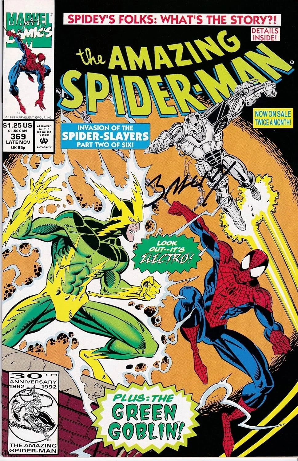 Amazing Spider-Man #369 Signed by Mark Bagley VERY FINE