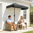 thumbnail image 2 of Outsunny Parasol Demi-Parasol de Patio 7,5 Pi Pare-Soleil, Manivelle, Noir, 2 of 10