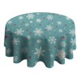 thumbnail image 4 of Blue Christmas Snowflake and Star Pattern Round Tablecloth 60"x60",Wrinkle Wipeable Table Cloth for Kitchen Dining Room Picnic Patio Party, 4 of 6