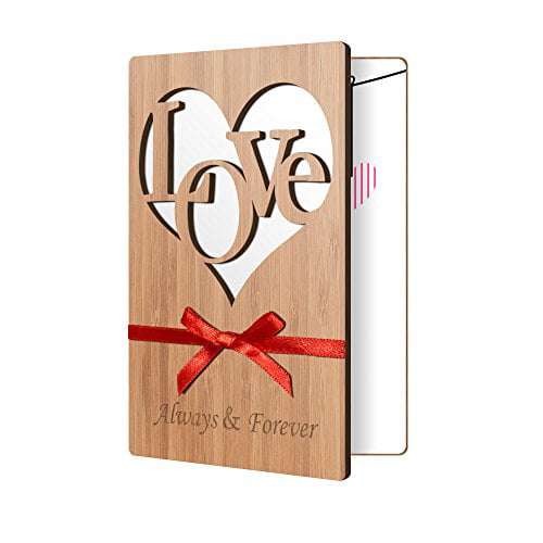 en Cadeau pour Anniversaire C Mariage et Fête des Mères Saint Valentin Cartes de Voeux Amour Faites à la Main Avec une Enveloppe Unique Carte de Voeux en Bois Carte de Vœux en Bois de Bambou 