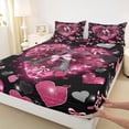 thumbnail image 3 of Homewish Initial A Letter Twin Sheet Sets, Kawaii Princess Bowknot Twin Fitted Sheet, Romantic Love Heart Flat Sheet, Breathable Home Decor, 3 Pieces, 3 of 7