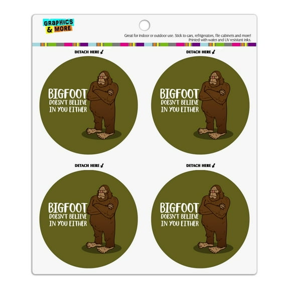 Bigfoot Doesn't Believe In You Either Refrigerator Fridge Locker Vinyl Circle Magnet Set