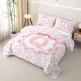 thumbnail image 3 of Feelyou Rose Letter Q Quilt King for Girls, Kawaii Bowknot King Coverlet Set for Bedroom, Pink, 3-Piece, 3 of 7