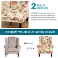thumbnail image 3 of CHUNTIAN Wingback Chair Covers Slipcovers 2 Piece Stretch Wing Chair Covers Spandex Slipcovers Wingback Sofa Covers Armchair Covers Non-Slip Furniture Protector for Living Room Wingback Chairs, A13, 3 of 5