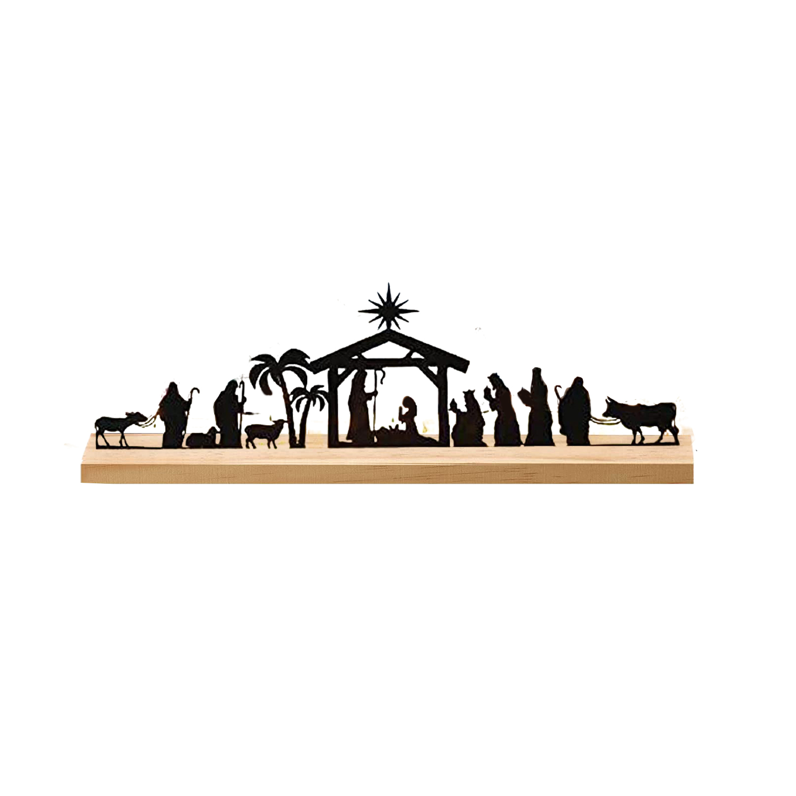Christmas Nativity Set, Indoor Black Metal Nativity Set with String