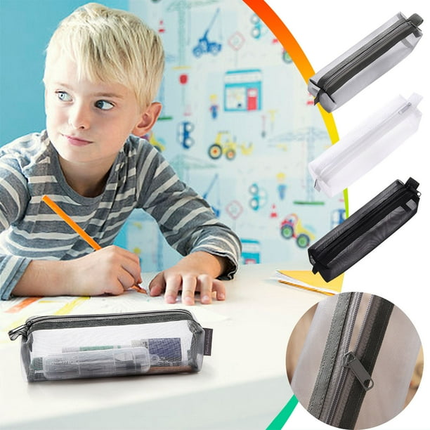 Estuche de malla transparente - Organizador de gran capacidad para estudiantes de bolígrafos, pinceles de maquillaje y artículos esenciales para viajar