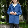 thumbnail image 6 of YunPes Long Rain Jacket for Girls Hooded Button Down Full Zip Windproof Warm Length Jacket with Quilted Jacket for Girls, 6 of 8