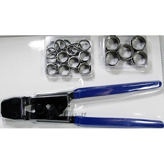 PEX Cinch Crimp Crimping Ratchet Tool with 30 1/2" and 3/4" Stainless Steel Clamps$$Tools & Hardware Other