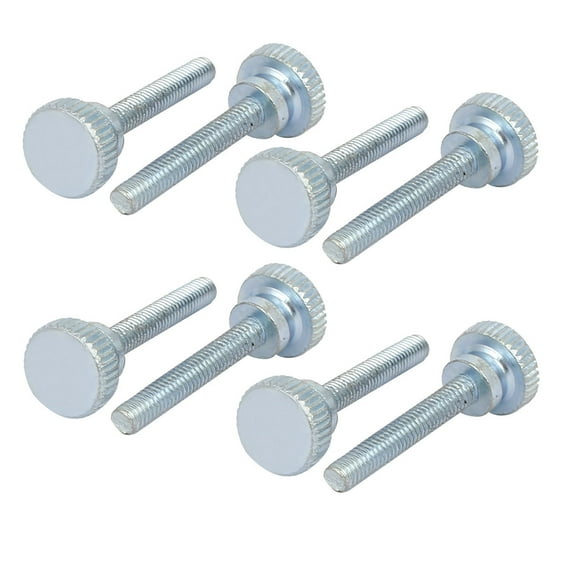 Unique BargainsM4x25mm Flat Knurled Head Fully Threaded Thumb Screws Bolts Fastener 8pcs