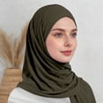 thumbnail image 2 of HXWCHs Solid Color Bubble Chiffon Scarf for Women Fashion Soft Hijab Long Scarfs Wrap Scarves Army Green, 2 of 6