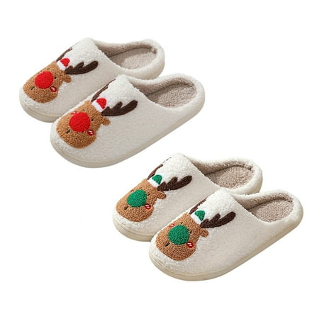 

Women s Christmas Reindeer Slippers Winter Warm Cute Animal Fleece Slippers Lightweight Fuzzy House Shoes