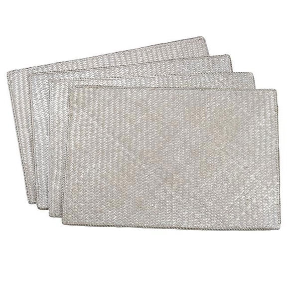 Saro Lifestyle 111.S1319B Set de Table Pandanus 13 x 19 Po&44; Argent - Lot de 4