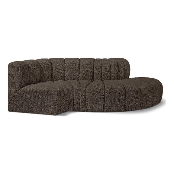 Meridian Furniture Arc Brown Boucle Fabric Modular Sectional