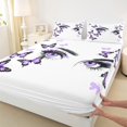 thumbnail image 3 of Manfei Cute Butterfly Twin Sheet Sets,Romantic Style Twin Fitted Sheet,Purple White Flat Sheet For Girls,Luxury Bedroom Decor,3pcs, 3 of 7