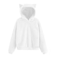 thumbnail image 4 of Grblisyd Sherpa Fleece Hoodie for Girls Cat Ears Fuzzy Warm Pullover Sweatshirt Kids Fashion Casual Loose Sweater with Pockets, 4 of 4