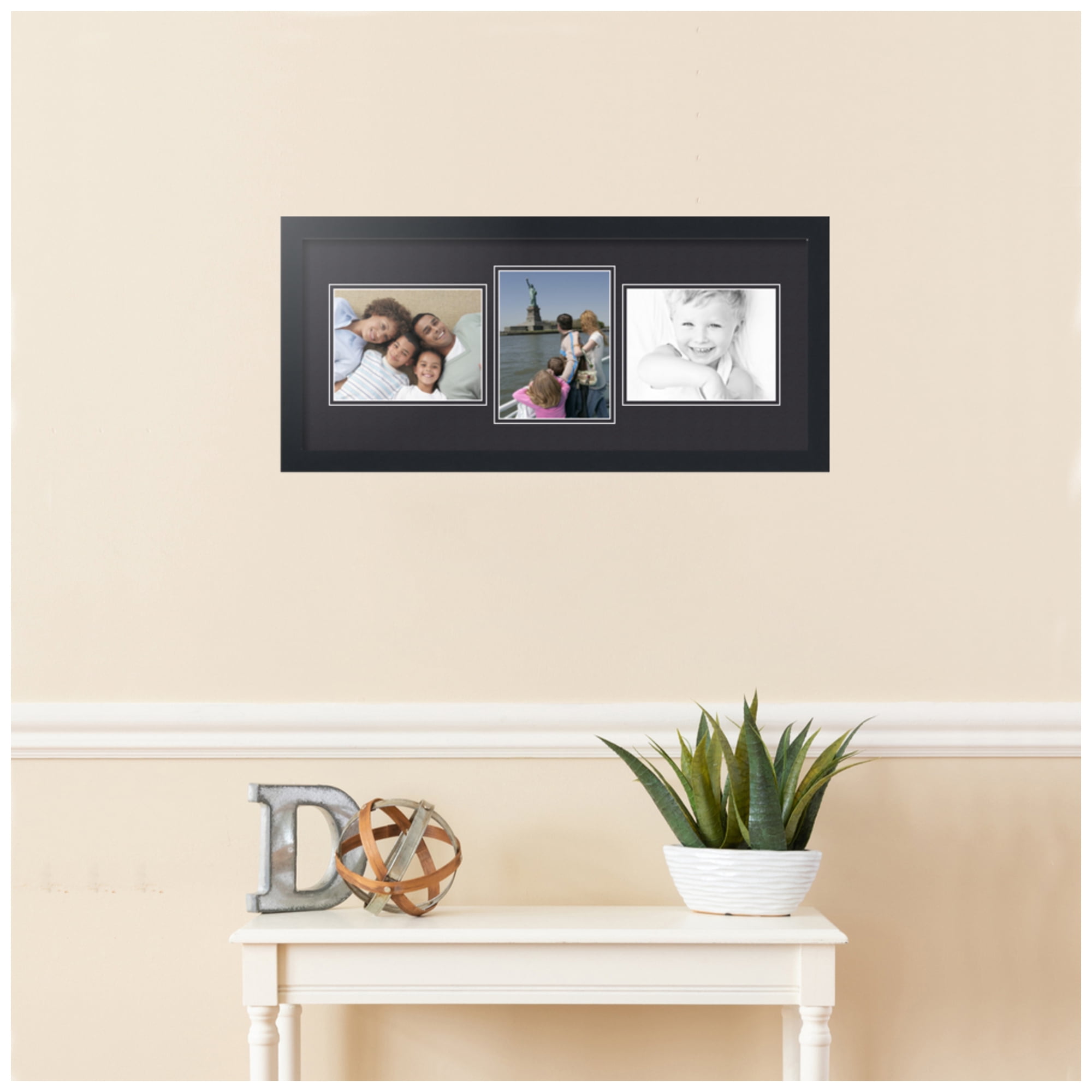 ArtToFrames Collage Photo Picture Frame with 3 - 6x8 Openings, Framed in Black with Black and Black Mats (CDM-3926-99)