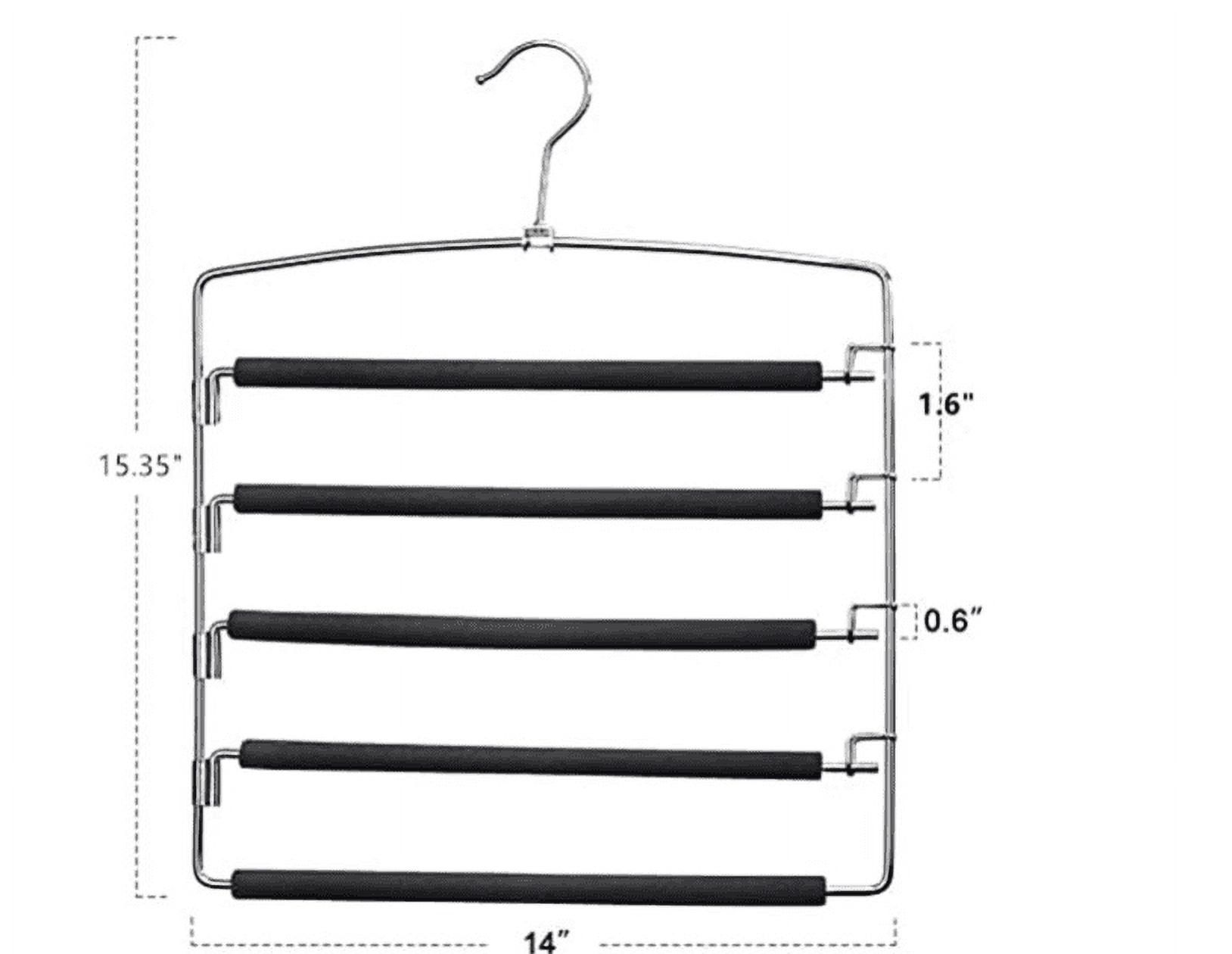Pants Hangers 5 Layers Stainless Steel Non-Slip Foam Padded Swing Arm Space Saving Clothes Slack Hangers Closet Storage Organizer for Pants Jeans Trousers Skirts Scarf Ties Towels(Pack of 2)