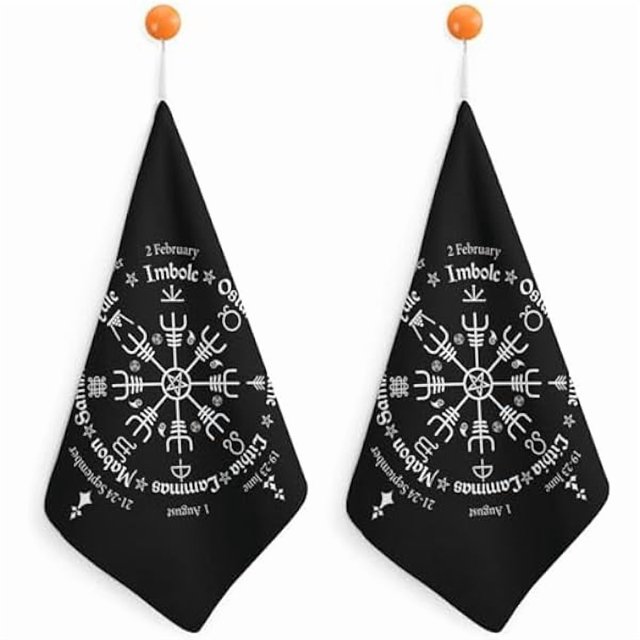 wonima44 Hand Towels Quick Drying Norse Viking Vegvisir Compass Goth Pentagram Hand Towel Set of 2 Gifts for Women Men