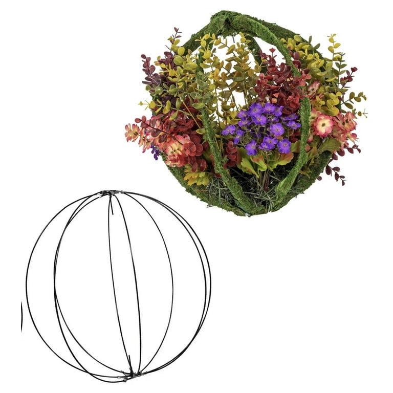 2 Counts 14 inch HTL 3D Round Metal Wreath Forms Round Hoop Circle Spherical Wire Orb Wreath Frames