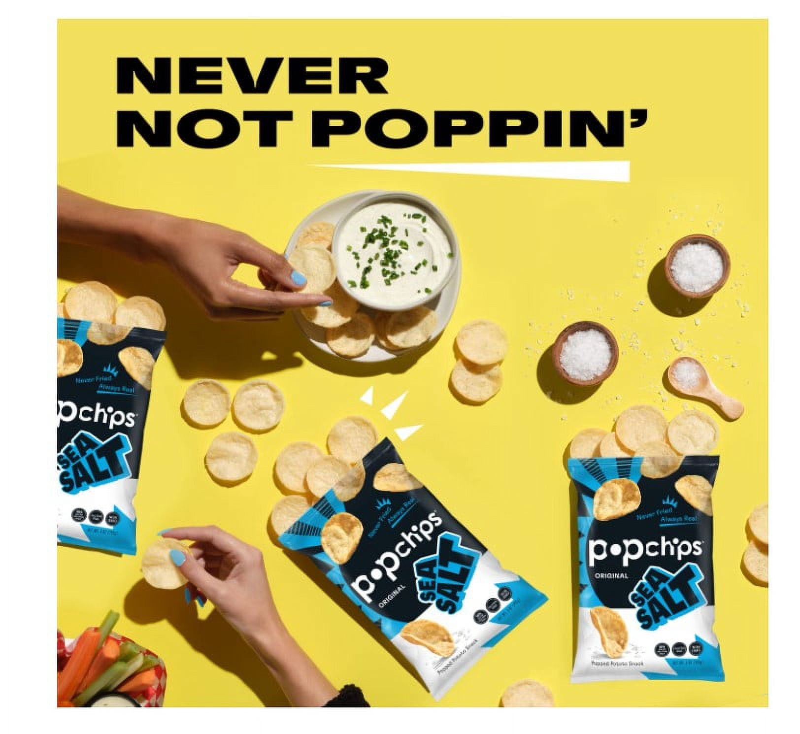 Popchips Potato Chips, Sea Salt, 5 Oz Bags - Pack Of 4