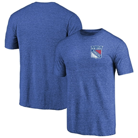 Men's Blue New York Rangers Primary Logo Left Chest Distressed Tri-Blend T-Shirt