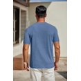 thumbnail image 3 of Camiseta COOFANDY para hombre, manga corta, cuello en V, casual, azul oscuro, 3 of 9