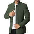 thumbnail image 2 of Langwyqu Stand Collar Men Solid Color Long Sleeved Buttons Blazer Coat, 2 of 5