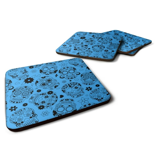 Day of the Dead Blue Foam Coaster Set of 4