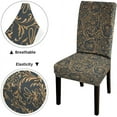 thumbnail image 4 of Chair Covers for Dining Room Set of 4 Pattern Plant Elements of Golden Color on a Gray Background Stretch Dining Chair Cover Washable Spandex Kitchen Parsons Chair Slipcovers, 4 of 5