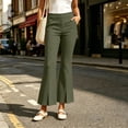 thumbnail image 2 of Women's Stretch Flared Pants High Waist Pants with Split Hem Pockets for office Army Green L(L), 2 of 8