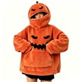 thumbnail image 6 of AHMOMEI Halloween Hoodies 3D Pumpkin Full Zip Front Hood Fluffy Unisex Pumpkin Hoodie with 3D Hood & Kangaroo Pocket Y2k Orange Sweatshirt for Halloween Party Daily Wear L, 6 of 7