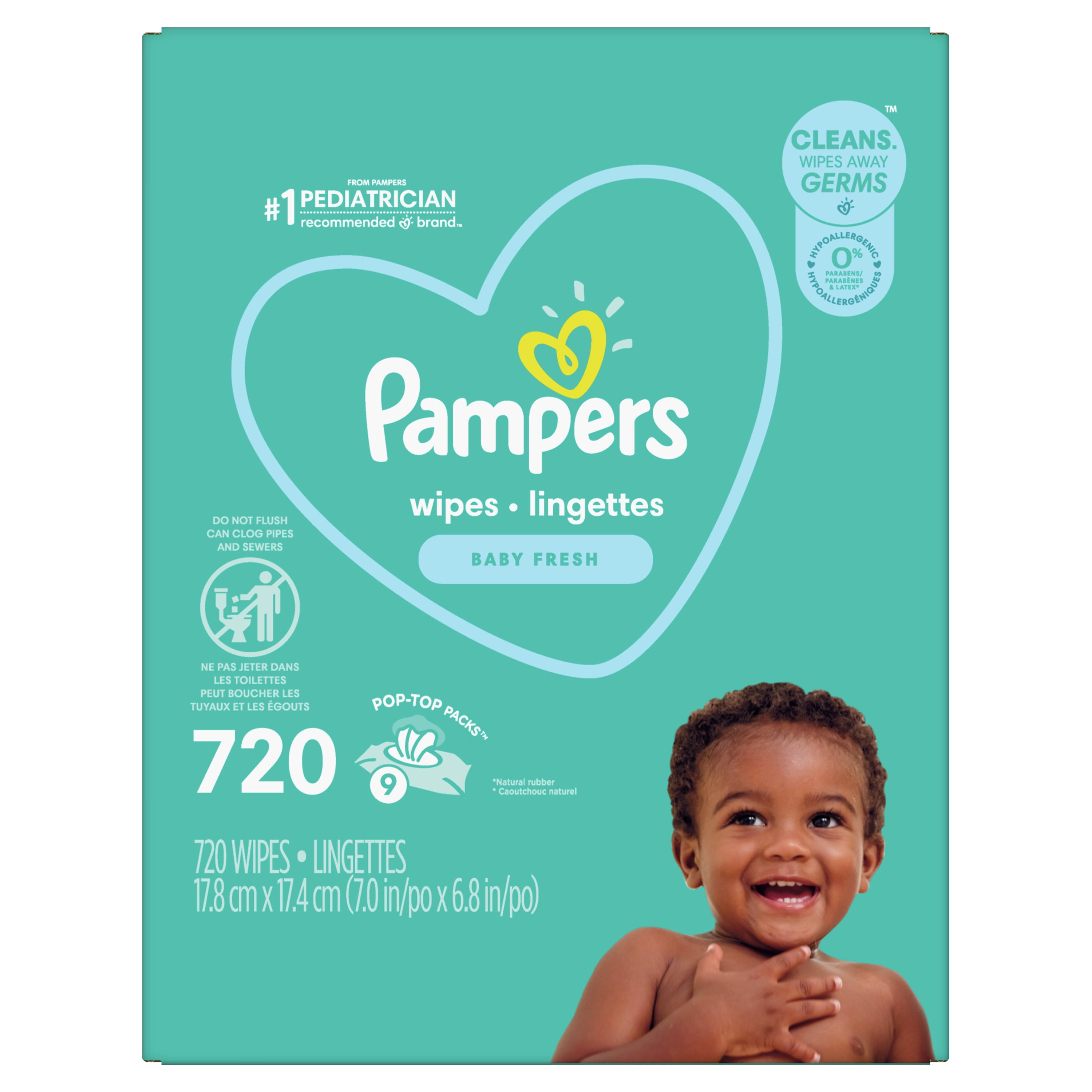 Pampers Baby Wipes Complete Clean SCENTED 3X Pop-Top 216 Count Procter and Gamble