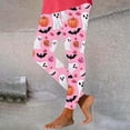 thumbnail image 5 of Women's Halloween Printed Leggings High Waisted Stretchy Yoga Pants Soft Athletic Workout Gym Tights Pink, 5 of 6