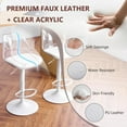 thumbnail image 4 of Acrylic Bar Stools Set of 4, Counter Height Adjustable Swivel Clear Bar Stools with PU Leather Upholstered, Armless Bar Stools for Kitchen Island - Clear/White, 4 of 10