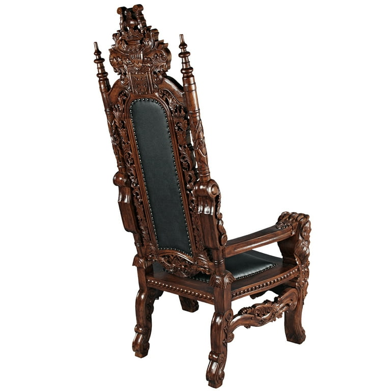 Design Toscano The Lord Raffles Leather Lion Throne Chair