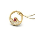 thumbnail image 2 of Collier Chaîne Tourbillon pour Femmes en Argent Sterling 925 Vermeil Or avec Vague Ronde de 4 mm Remplie de Verre Rubis et Cercle Ouvert, 2 of 3
