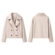 thumbnail image 3 of Abrigo Corto de Lana de Invierno para Mujer, Corte Holgado, Cruzado, Elegante, Tipo Blazer, Estilo Marinero Crema M, 3 of 6