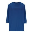 thumbnail image 4 of Womens T Shirts 3/4 Length Sleeve Womens Tops Dressy Casual Crew Neck Solid Color Tunic Tops, 4 of 4