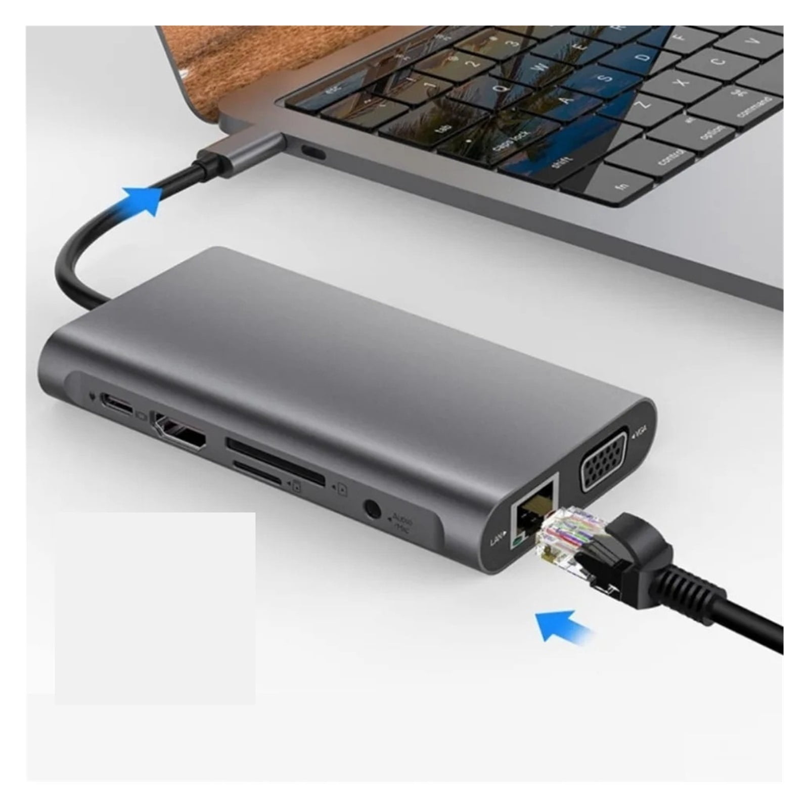 11-IN-1 USB-C 3.0 HUB 4K Type C to VGA USB 3.0 Adapter Type C HUB Dock PD 87W USB-C Splitter