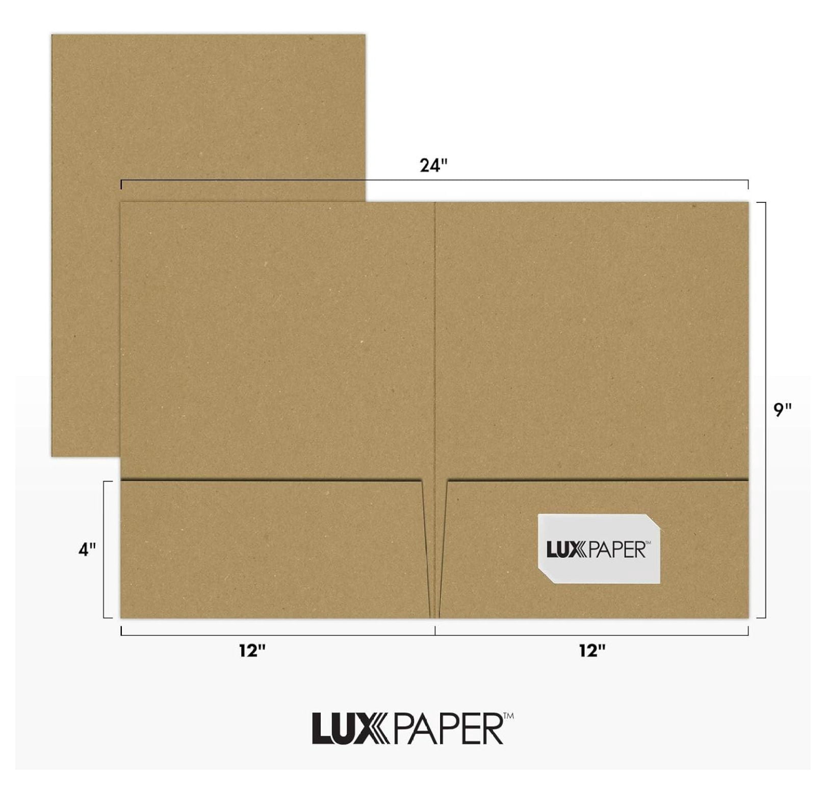 9x12 Presentation Folders - 25 Pack - 18pt Grocery Bag Color - Professional Report, Brochure & Sales Material Folders - Tax Season Organization